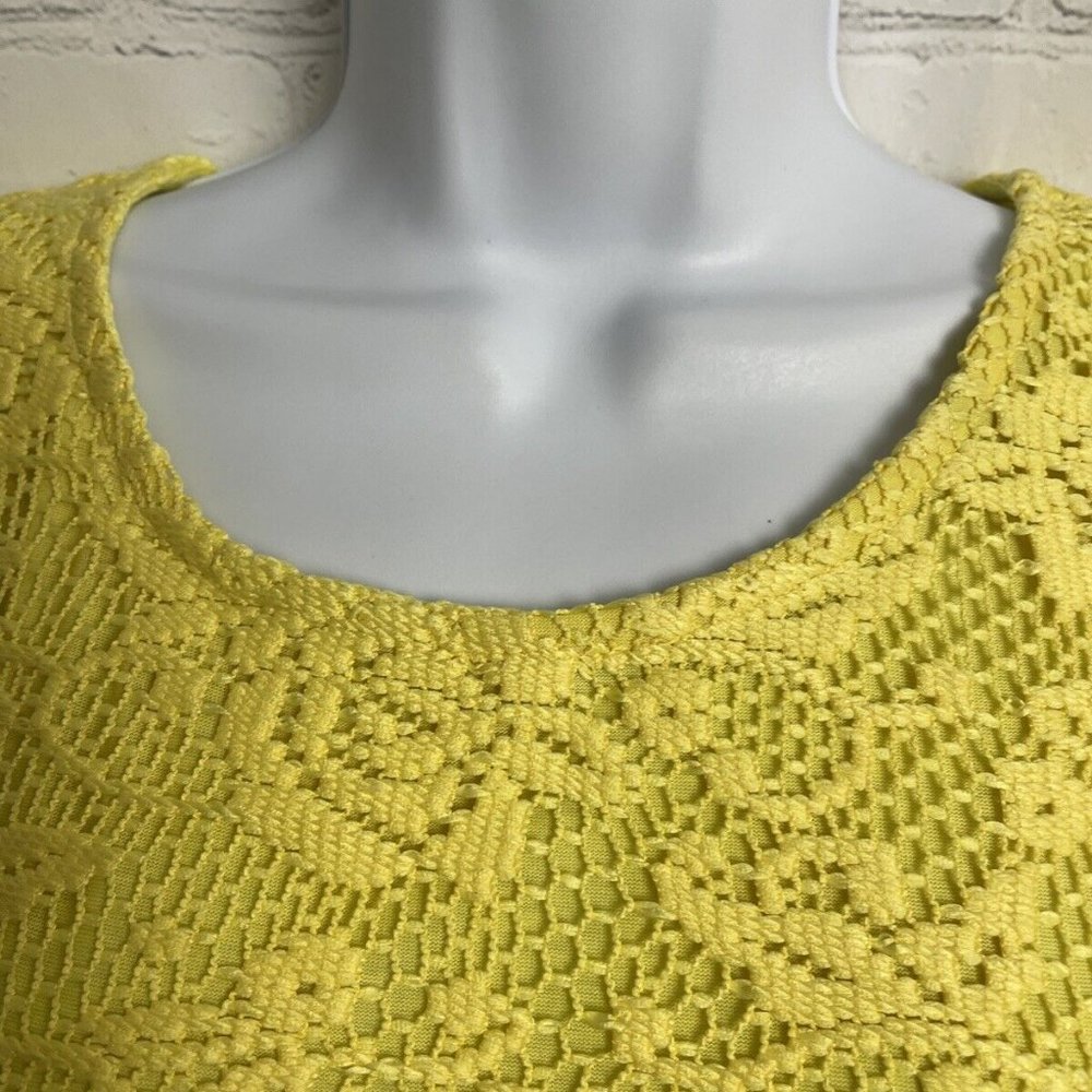 George women size 12 yellow floral crochet lined strap mini dress - Picture 4 of 7